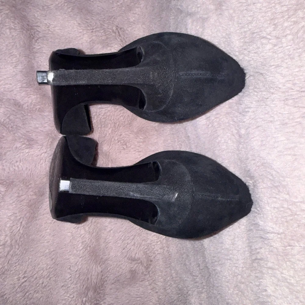 Saint Laurent Paris Black Suede D’Orsay Pointed Toe Stiletto Heels | Designer - Picture 8 of 10